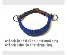 Side pull hackamore "with a whoa" bitless attachment.... black with  brown chinstrap...all sizes