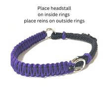 side pull hackamore  bitless attachment purple.... with black or brown chinstrap...all sizes.