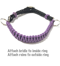 side pull hackamore  bitless attachment.... lilac with brown or black chinstrap...all sizes