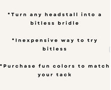 side pull hackamore "with a whoa" Hunter  green bitless attachment.... with black chinstrap...all sizes