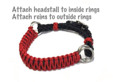 Red side pull hackamore  bitless attachment... with black or  brown chinstrap...all sizes