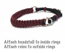 side pull hackamore  burgundy bitless attachment.... with black or brown  chinstrap...all sizes