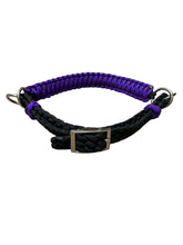 Purple side pull hackamore  bitless attachment “with a whoa”.... with black or  brown chinstrap...all sizes
