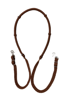 Stiff loop cable Barrel Reins chocolate brown with grip knots...You choose color and length