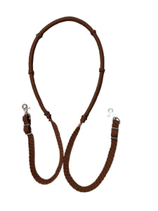 Stiff loop cable Barrel Reins chocolate brown with grip knots...You choose color and length