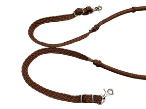 Stiff loop cable Barrel Reins chocolate brown with grip knots...You choose color and length