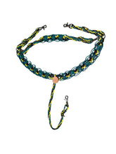 Gemstone fancy macrame  breast collar trap yellow and brown with turquoise howlite and a matching wither strap