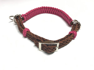 Fuchsia side pull hackamore  bitless attachment “with a whoa”.... with black or  brown chinstrap...all sizes