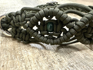 Fancy side pull attachment OD green with Indian agate gemstones.