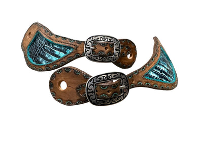 Hand tooled and painted spur straps