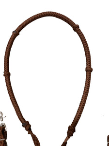 Stiff loop cable Barrel Reins chocolate brown with grip knots...You choose color and length