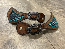 Hand tooled and painted spur straps
