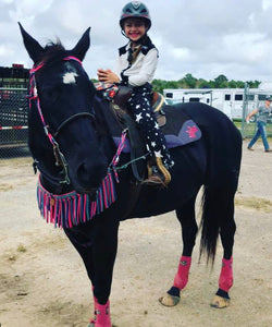 Fringe Breast Collar tack set pink,  purple and turquoise with over and under whip