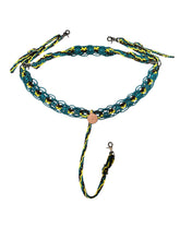 Gemstone fancy macrame  breast collar trap yellow and brown with turquoise howlite and a matching wither strap