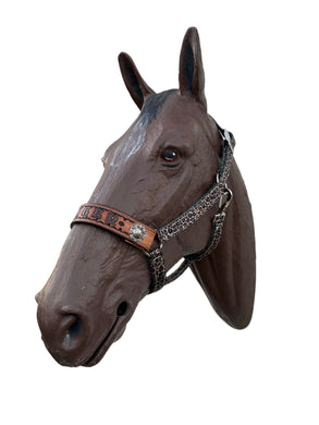 PERSONALIZED  cheetah nylon horse halter