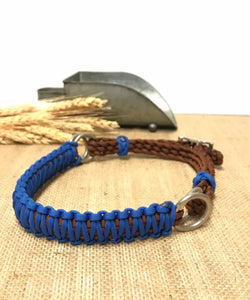 Royal blue side pull hackamore  bitless attachment.... with black or  brown chinstrap...all sizes