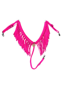 fringe breast collar neon hot pink