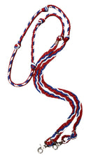 Red white and blue Barrel Reins, Round with grip knots