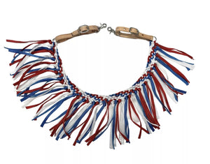 horse tripping  collar mule tape red white and blue with leather tugs