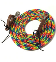 Yacht rope reins with leather water loops 10' (long reins)