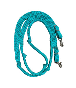 Green turquoise Barrel Reins, Round with grip knots