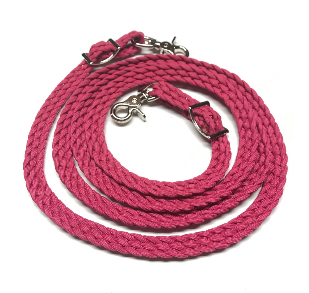 Rein… fuchsia flat braided rein paracord