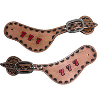 Hand tooled and painted Custom initials spur straps