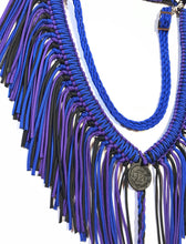 fringe breast collar blue black and purple