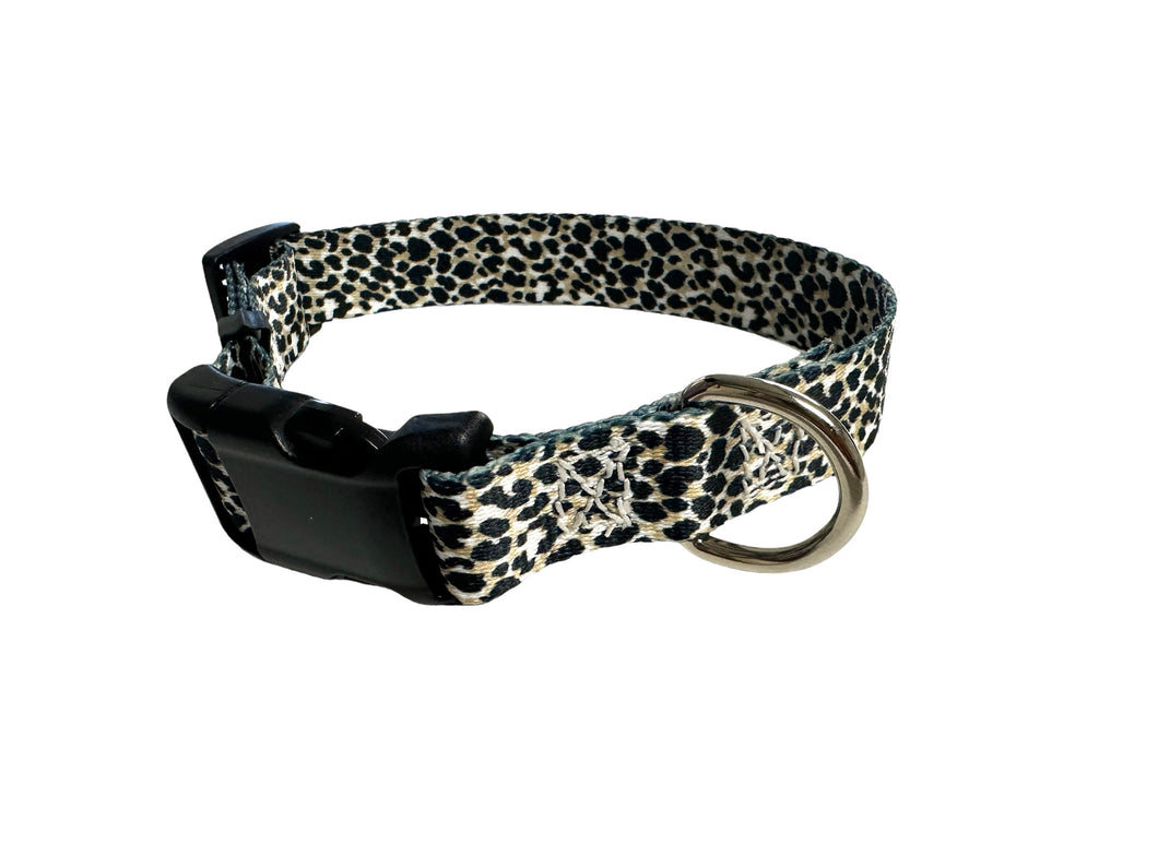 Grey cheetah Nylon dog collar