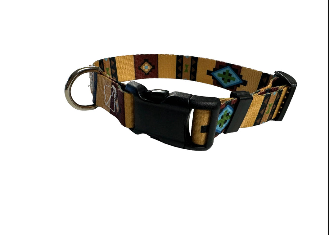 Sale L dog collar tan tribal