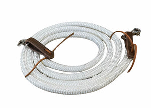 Yacht rope reins with leather water loops 10' (long reins)