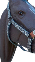 PERSONALIZED grey cheetah print nylon horse halter