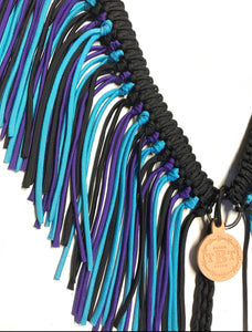 Black Purple and turquoise fringe breast collar