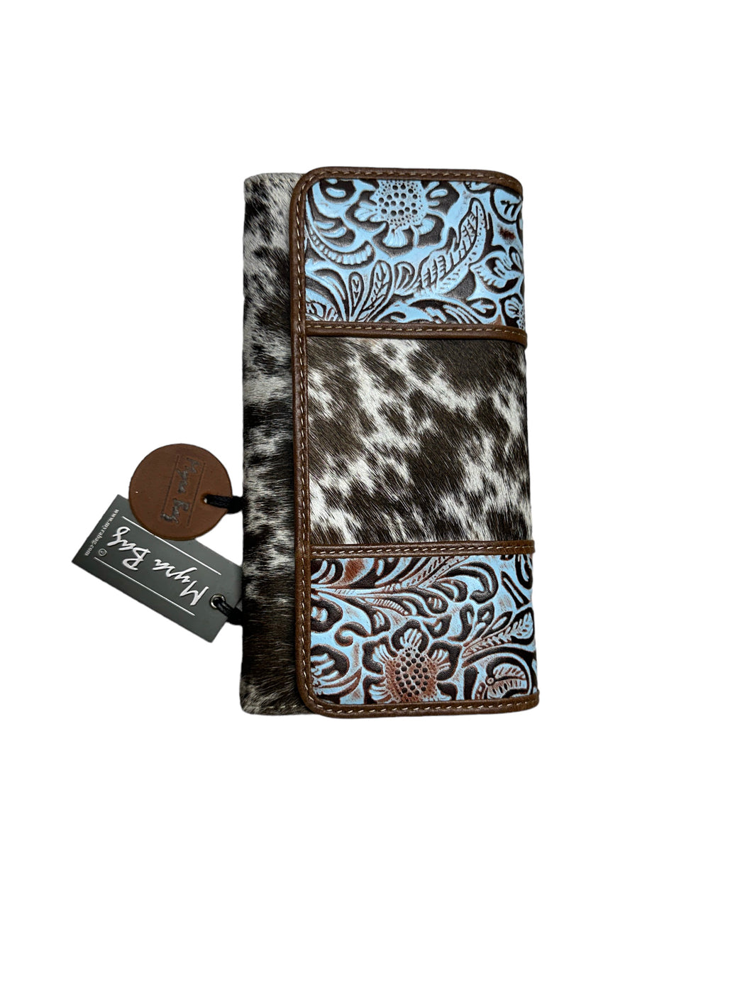 Myra dark brown and white cowhide womens wallet