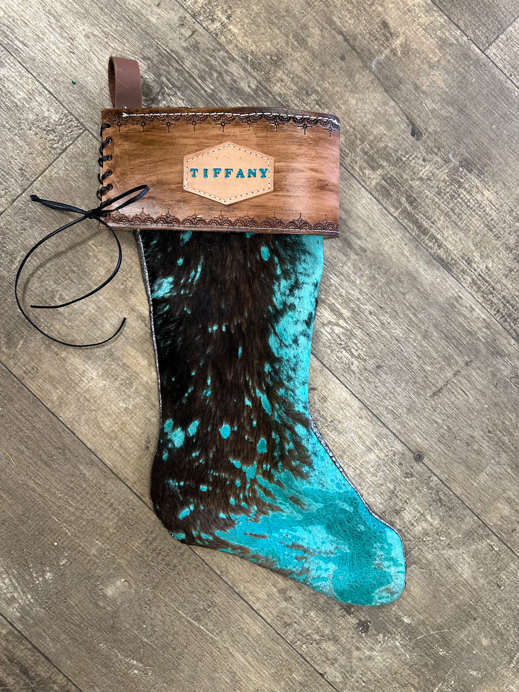 hair on cowhide Christmas stockings