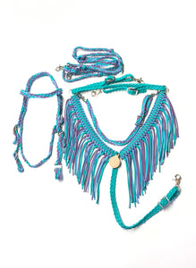 Mermaid Fringe Tack set with bitless bridle