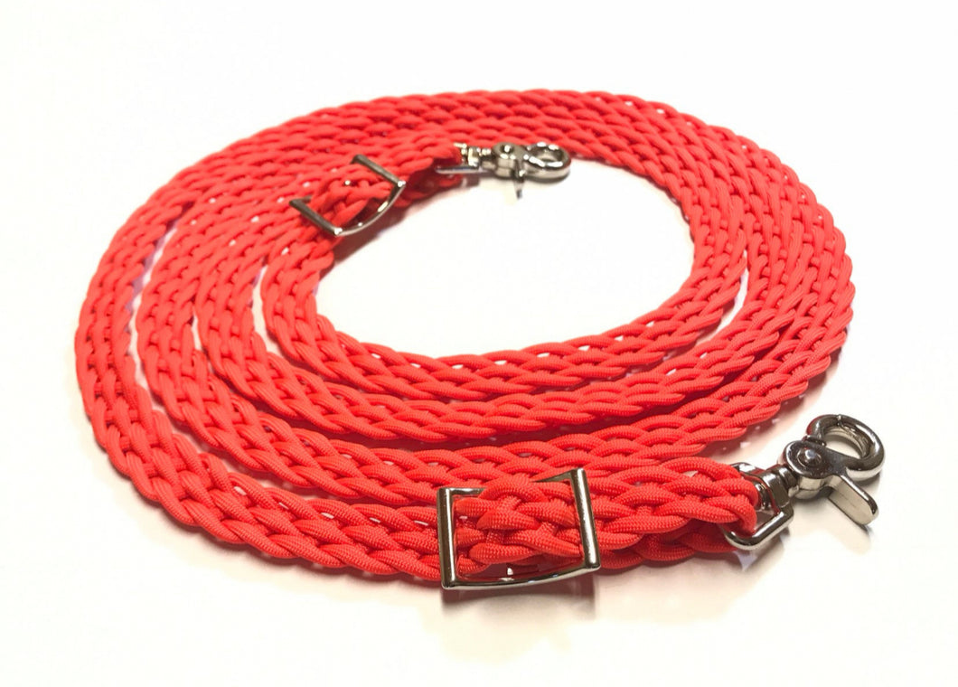 flat braided paracord loop rein neon orange