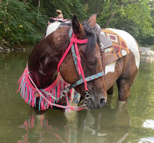 Hot Pink and light Teal Tack set with barrel reins …. All sizes.