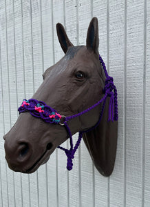 Braided horse halter purple