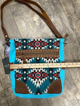 Turquoise Aztec canvas shoulder bag