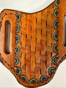 Hand tooled and painted pancake knife sheath