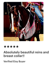 average fringe horse tack set breast collar and reins