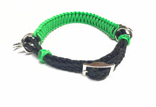 Neon green side pull hackamore  bitless attachment “with a whoa”.... with black or  brown chinstrap...all sizes