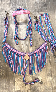 Pink lilac and turquoise  horse or pony Tack set