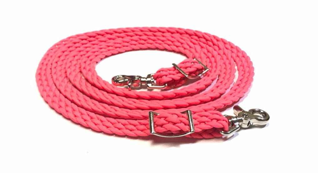 Rein… salmon pink  flat braided rein paracord