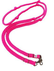 Hot pink  Barrel Reins, Round with grip knots