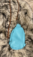 Blue leather and  cowhide  small sling bag