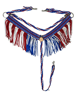 Red white and blue Wide fringe breast collar