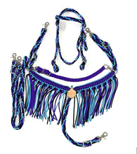 Turquoise purple and black fringe  Tack set