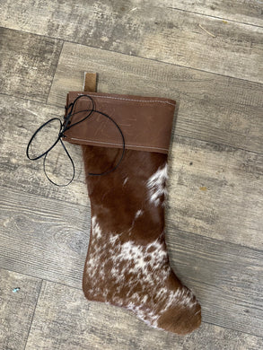 hair on cowhide Christmas stockings.